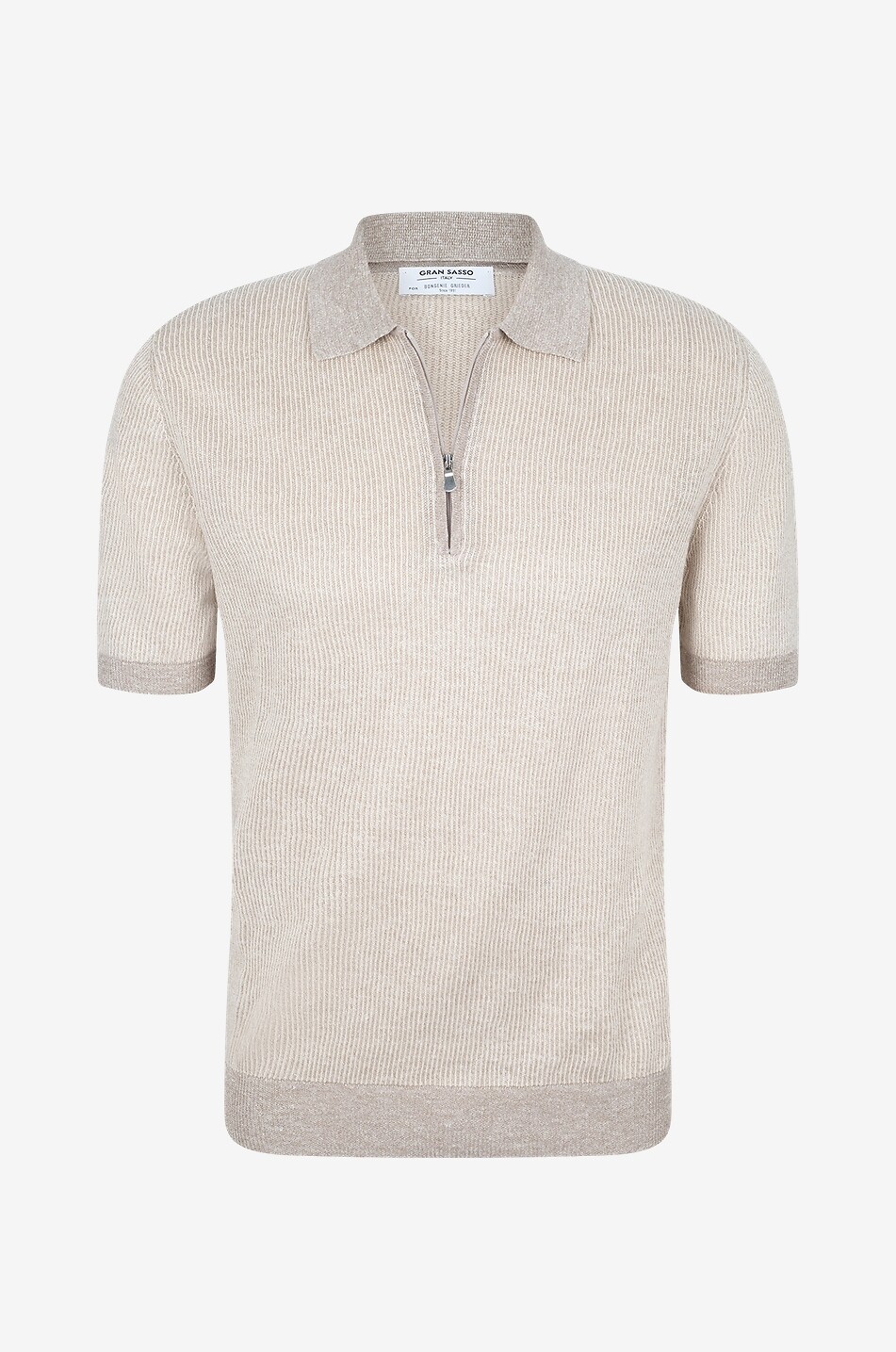 Kurzärmeliges Polohemd aus Leinen und Baumwolle