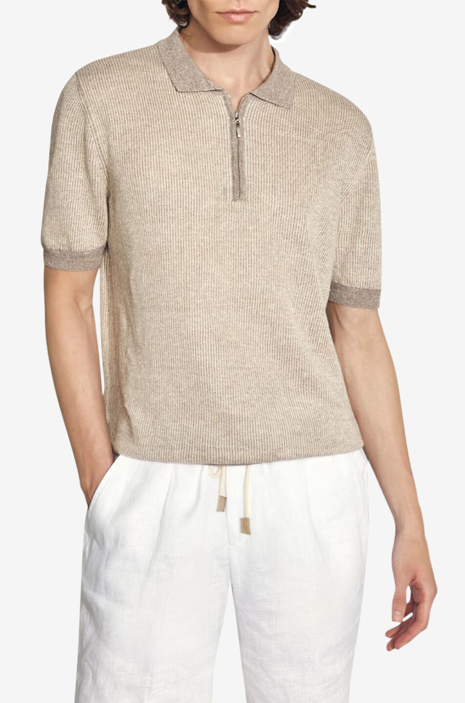 GRAN SASSO Kurzärmeliges Polohemd aus Leinen und Baumwolle Herren BRAUN 3