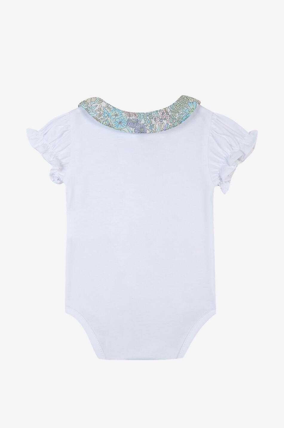 Liberty collar adorned baby body suit with puff sleeves