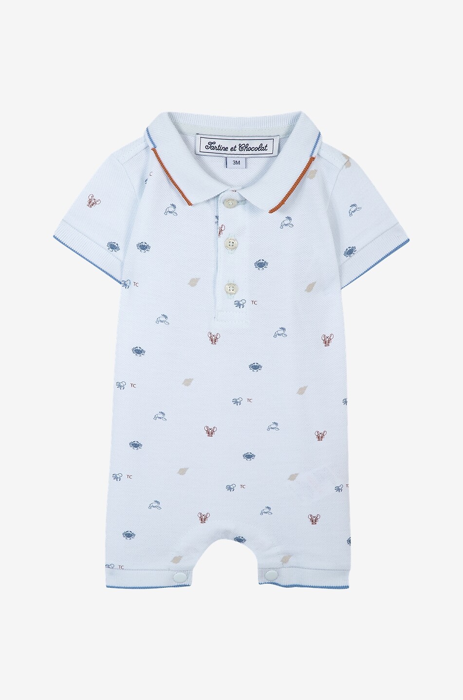TARTINE ET CHOCOLAT Barboteuse bébé en coton vie marine Bébé BLEU CLAIR 1