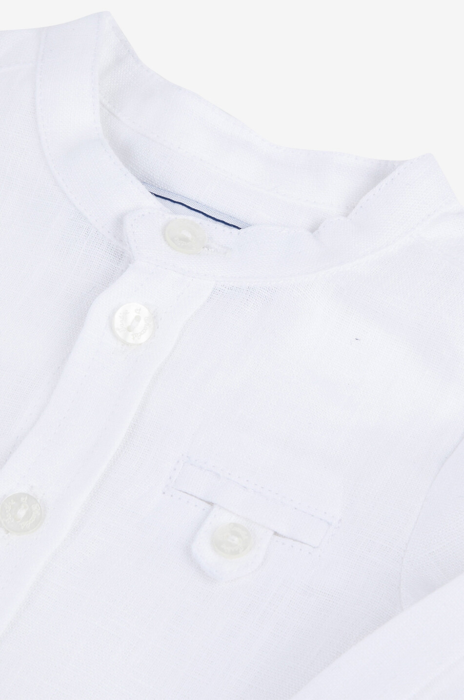 Langarm-Hemd mit Mandarinkragen für Babys aus Leinen