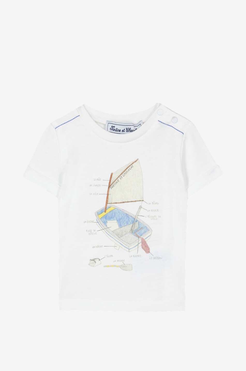 TARTINE ET CHOCOLAT T-shirt en coton bébé imprimé voilier Bébé BLEU 1