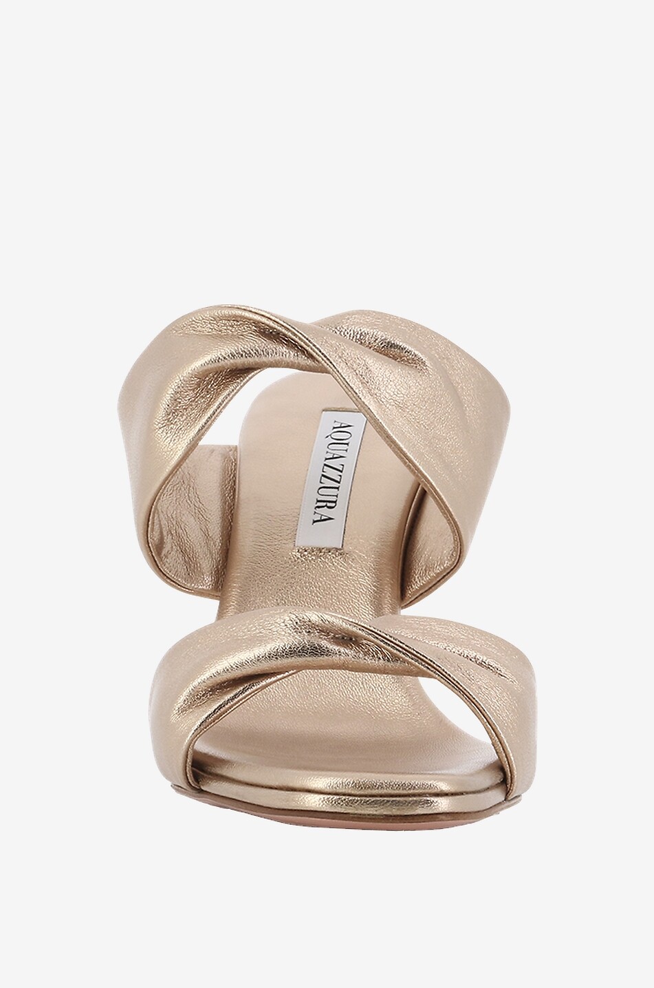 Mules cmpensées en cuir métallisé Twist Wedge 85