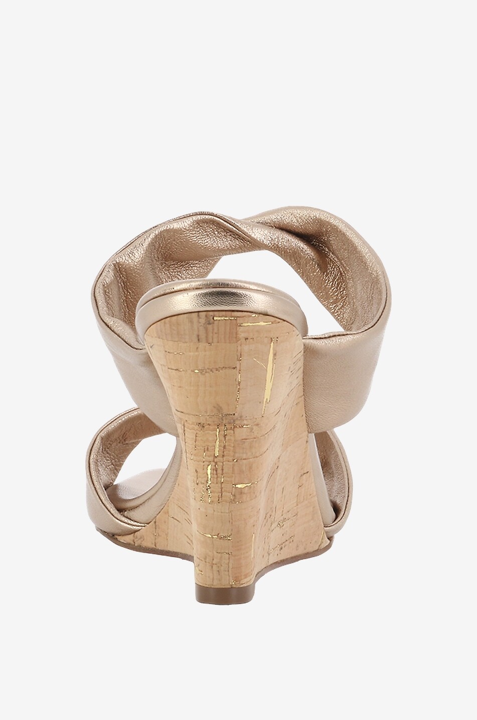Mules cmpensées en cuir métallisé Twist Wedge 85