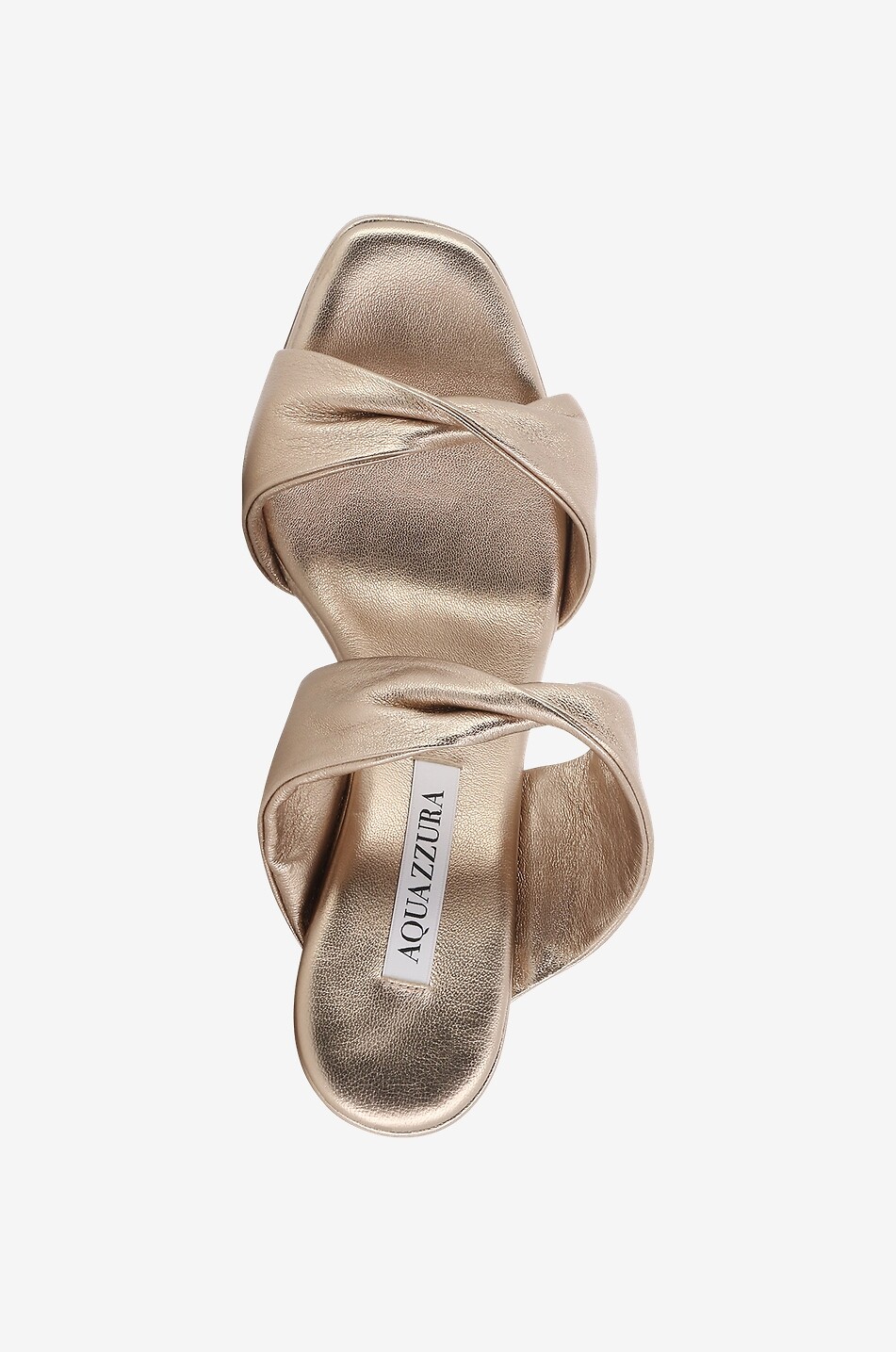 Mules cmpensées en cuir métallisé Twist Wedge 85