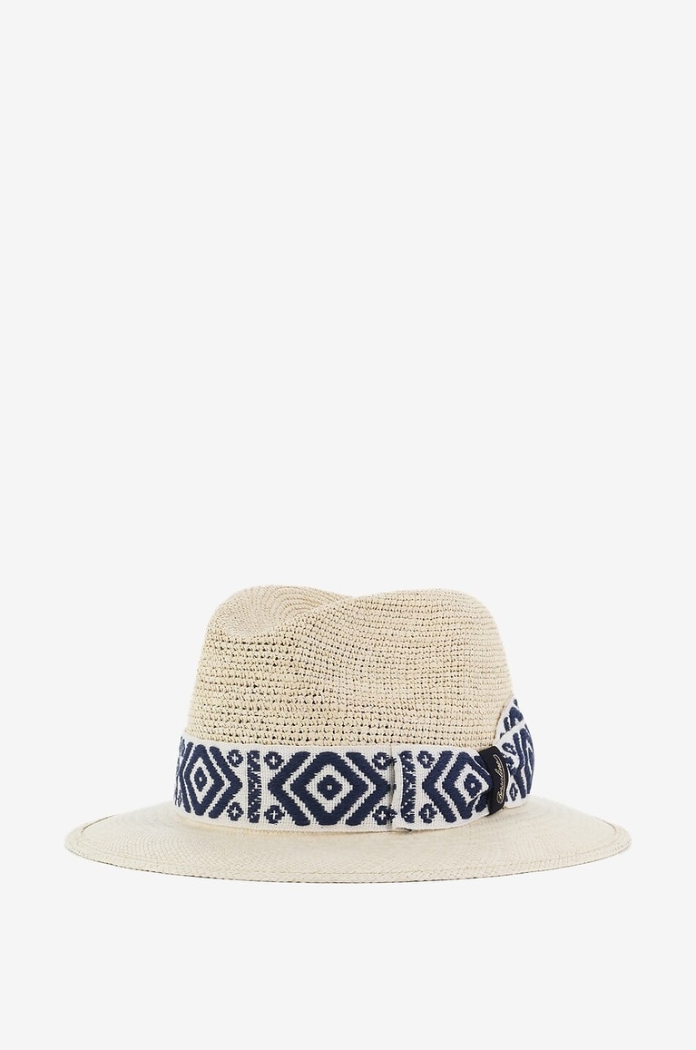BORSALINO Chapeau en fibres de paille à ruban brodé Panama Homme Beige moyen 2