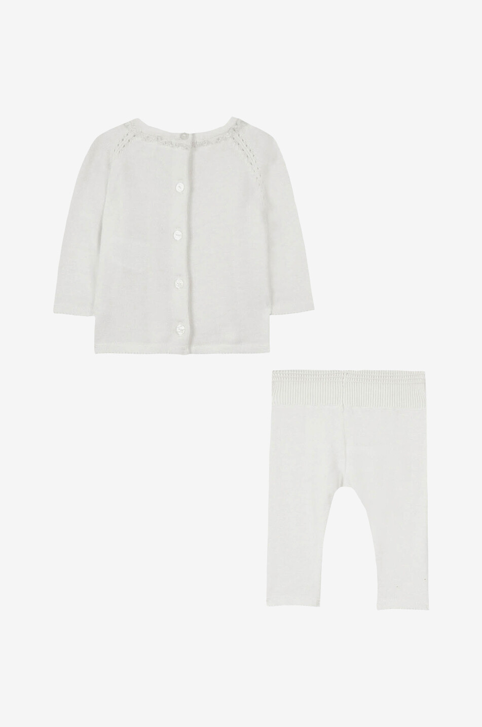 TARTINE ET CHOCOLAT Ensemble pantalon en maille et pull ajouré à dentelle bébé Bébé BLANC CASSE 3