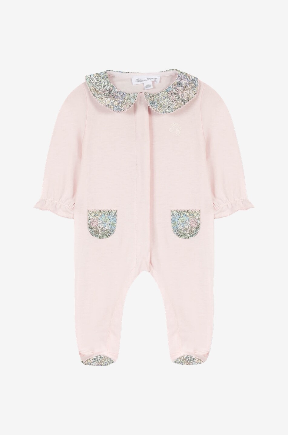 TARTINE ET CHOCOLAT Pyjama en coton bébé détails Liberty Bébé ROSE CLAIR 1