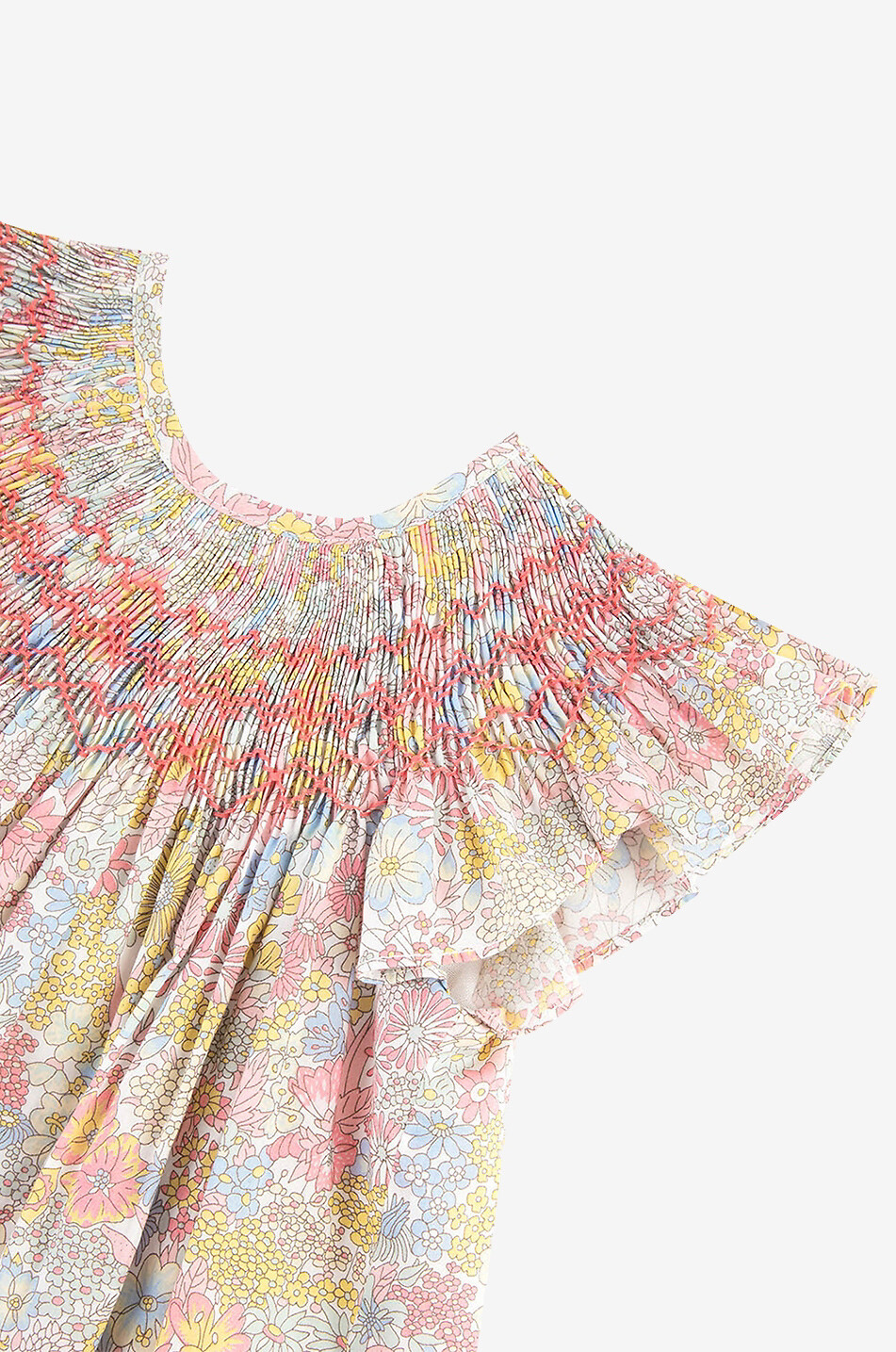 TARTINE ET CHOCOLAT Gesmoktes Kleid für Babys aus Baumwolle Liberty Mimosa Baby HELLGELB 3