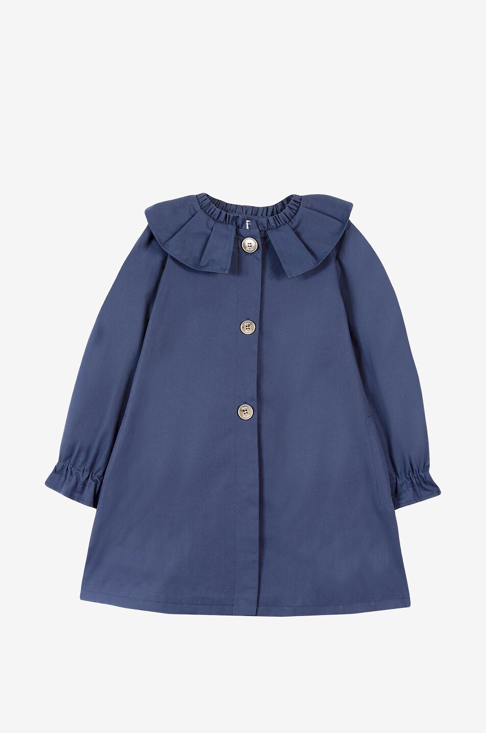 Ruffle collar A-line girl's trench coat