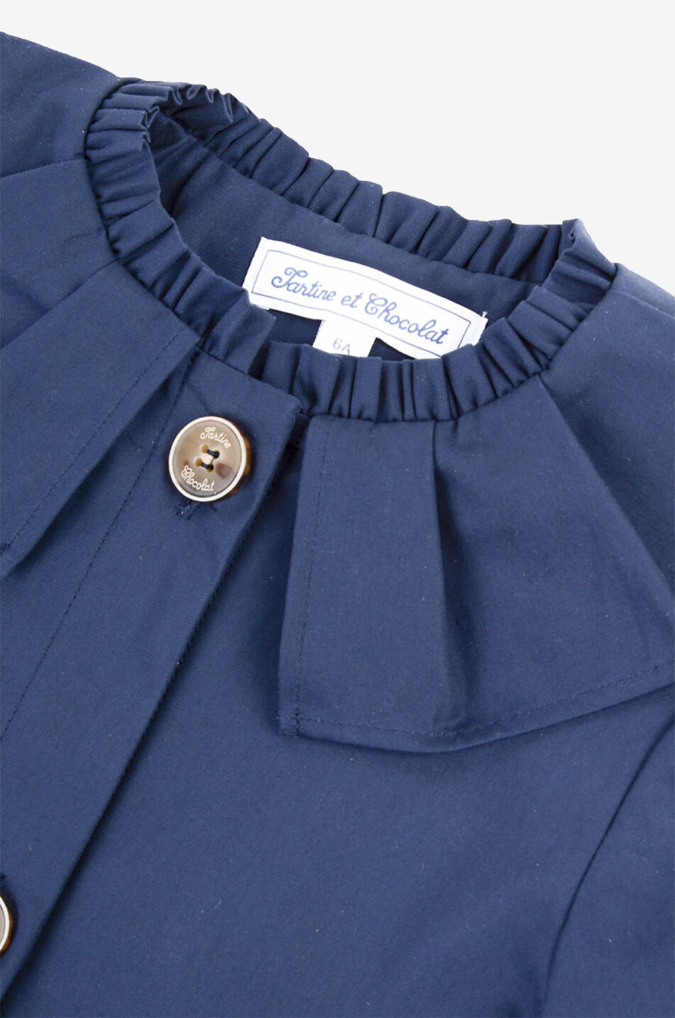 Ruffle collar A-line girl's trench coat