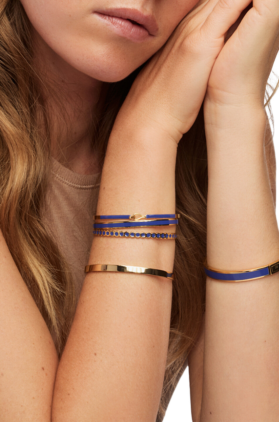 Bangle Blue Ray enamelled gold-tone bangle - 44 mm