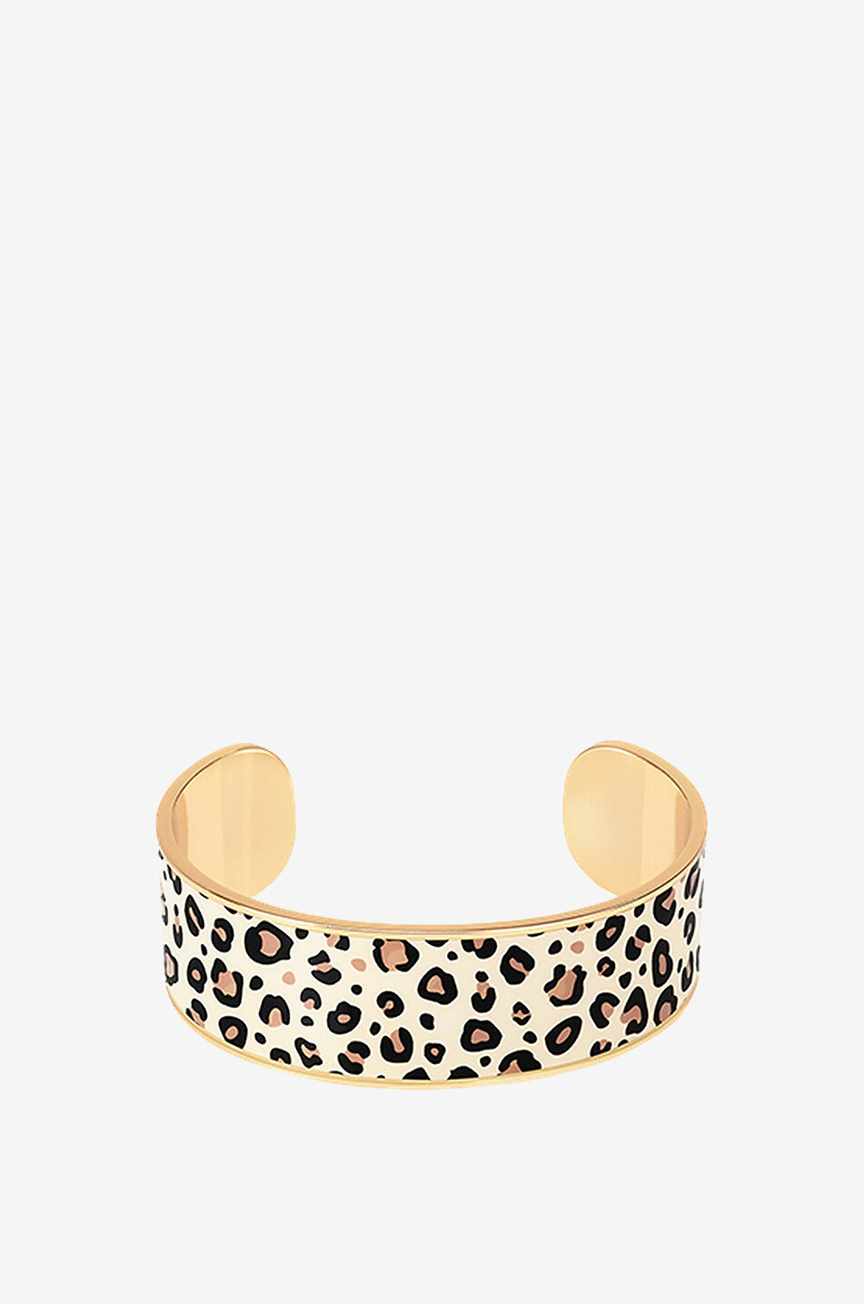 BANGLE UP Tina Blanc Sable Léopard enamelled large brass bangle - 2 cm Women WHITE 1