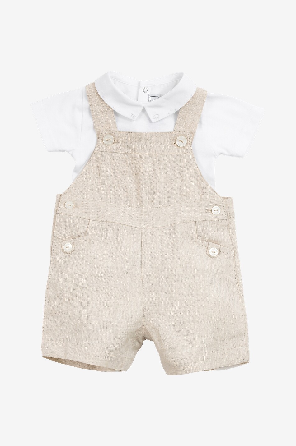 TARTINE ET CHOCOLAT Linen baby short dungarees Baby BEIGE 2