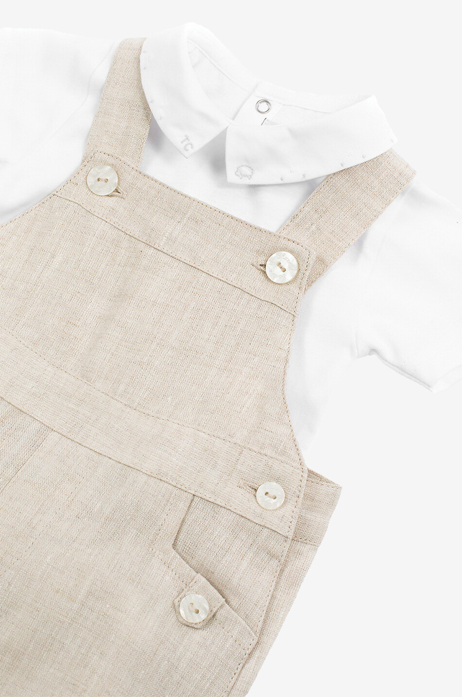 TARTINE ET CHOCOLAT Linen baby short dungarees Baby BEIGE 4