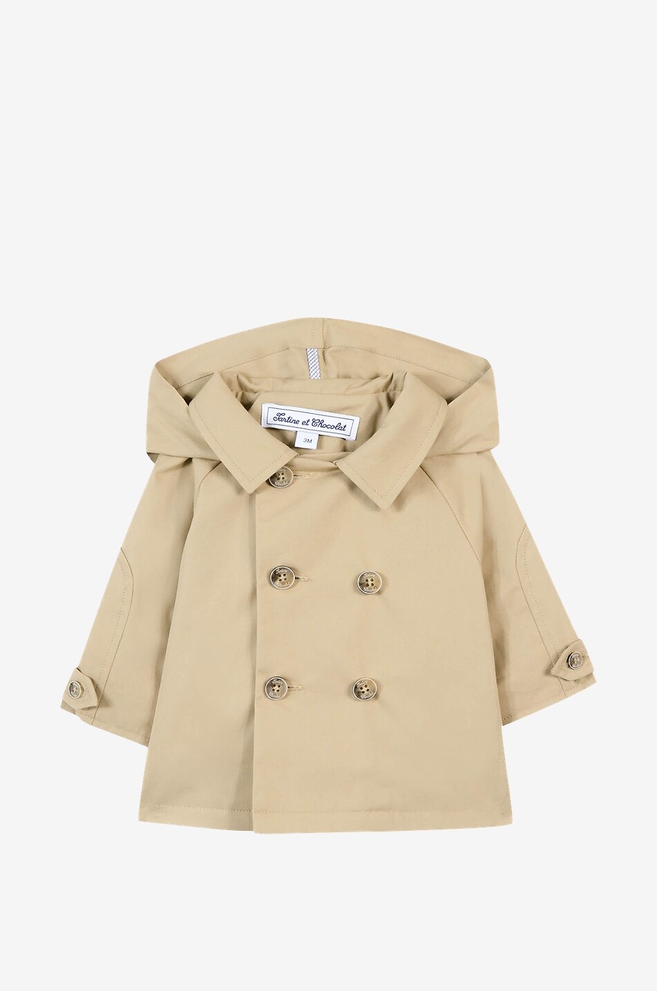 Cotton baby hooded trench coat