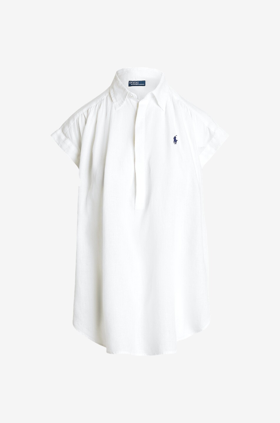 Ärmelloses Boxy-Polohemd aus Leinen Pony