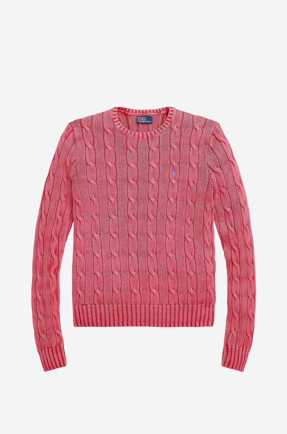POLO RALPH LAUREN Schmaler ausgewaschen wirkender Baumwoll-Zopfpullover Pony Damen ROT 1