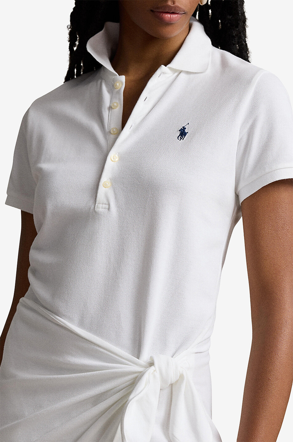 POLO RALPH LAUREN Wickel-Polokleid aus Baumwollpiqué Pony Damen WEISS 5