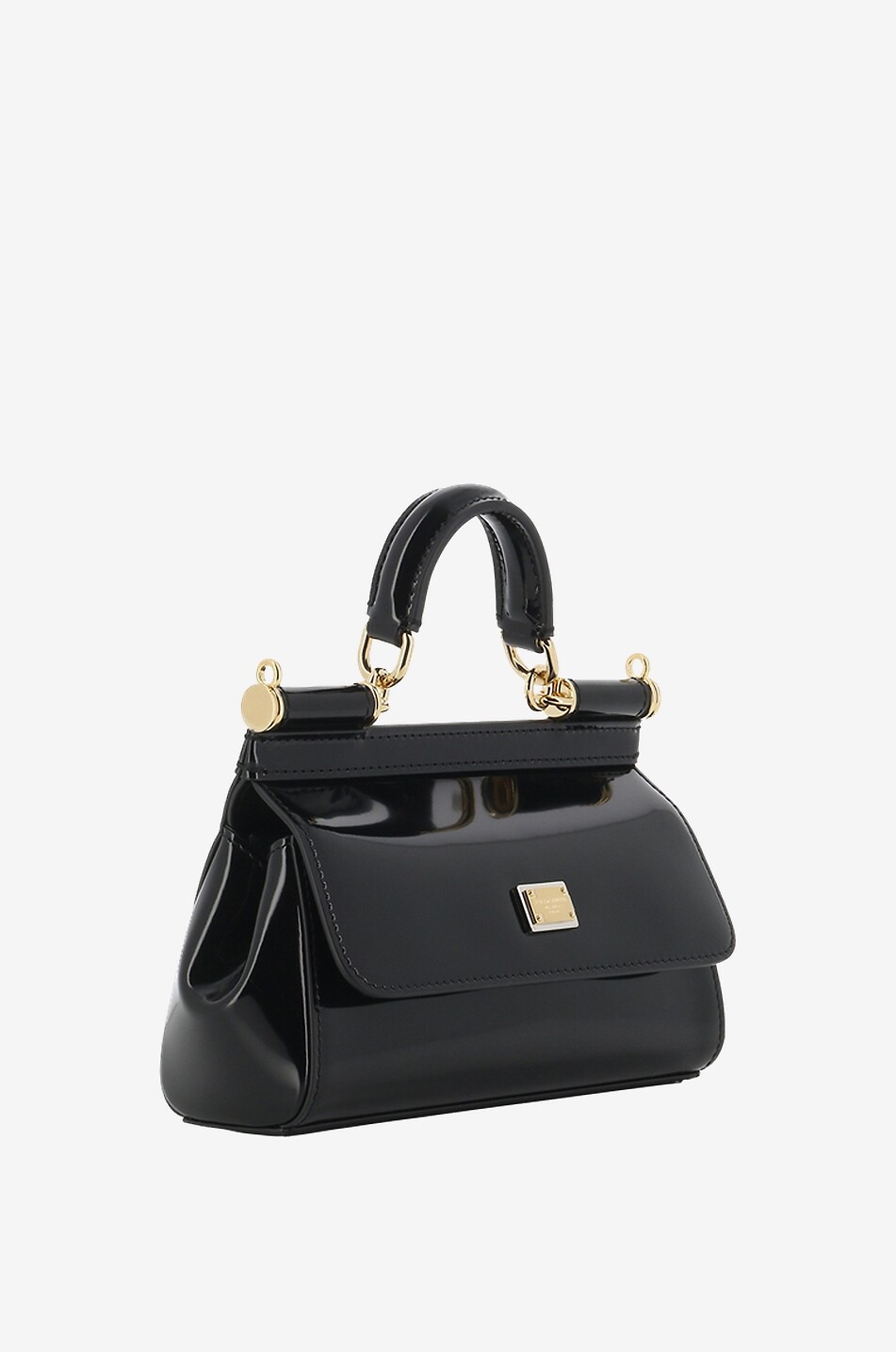 DOLCE & GABBANA Handtasche aus Lackleder Sicily Small Damen SCHWARZ 2