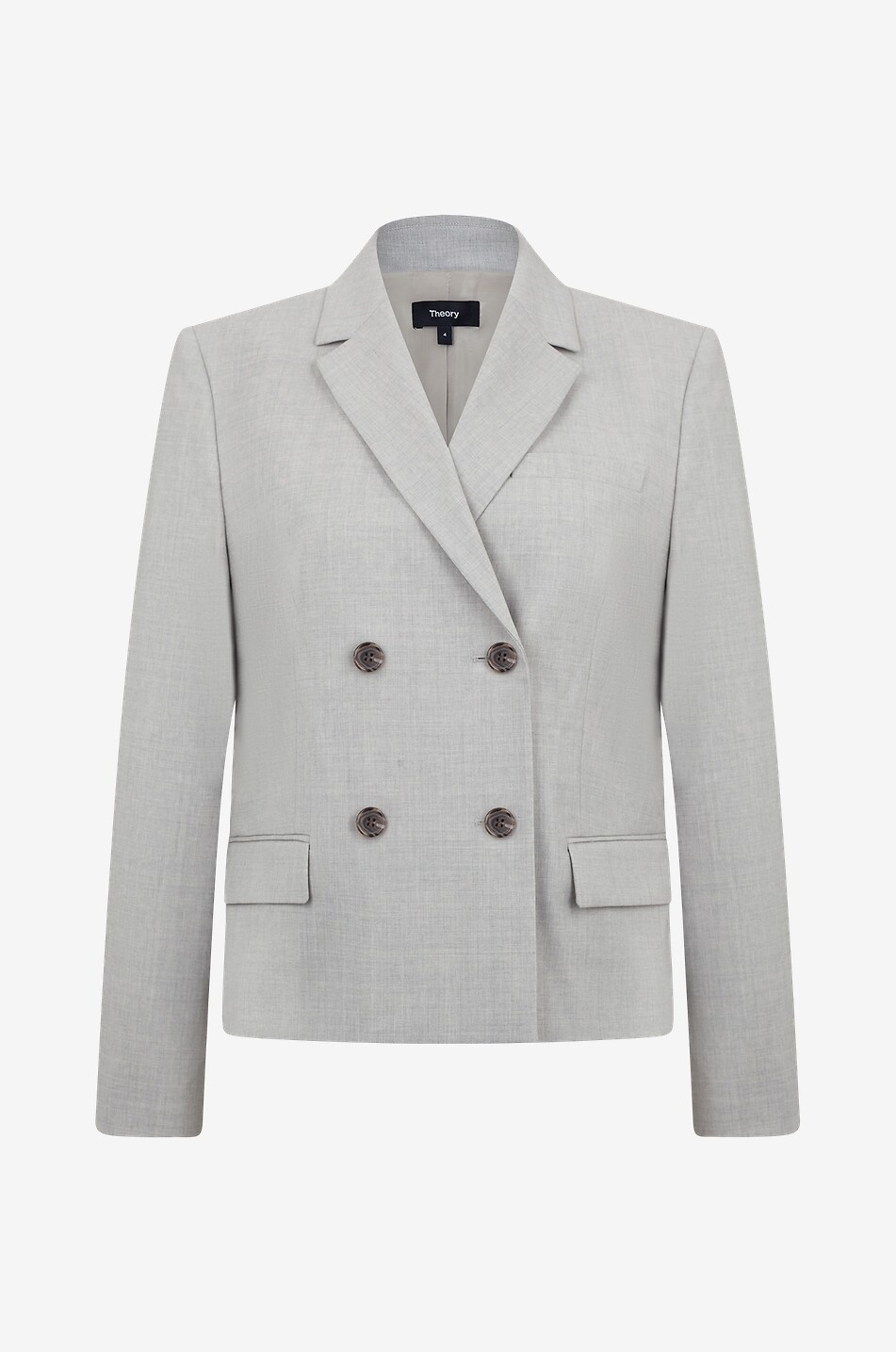Double-breasted short wool blazer