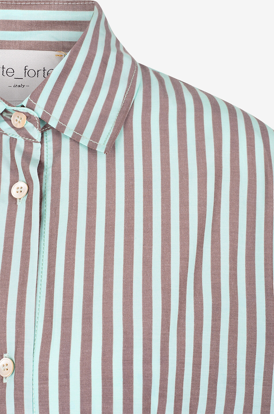 FORTE FORTE Gestreiftes Langhemd aus Taft Chic Damen HELLBRAUN 3