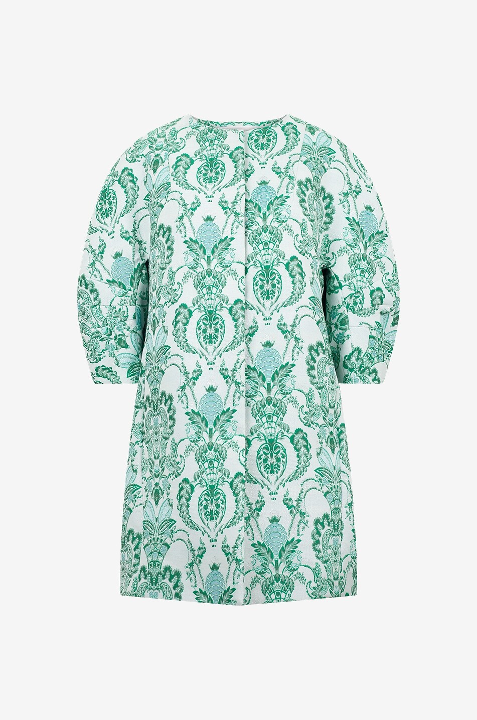 Dreiviertelmantel aus Brokat mit gebogenen Ärmeln