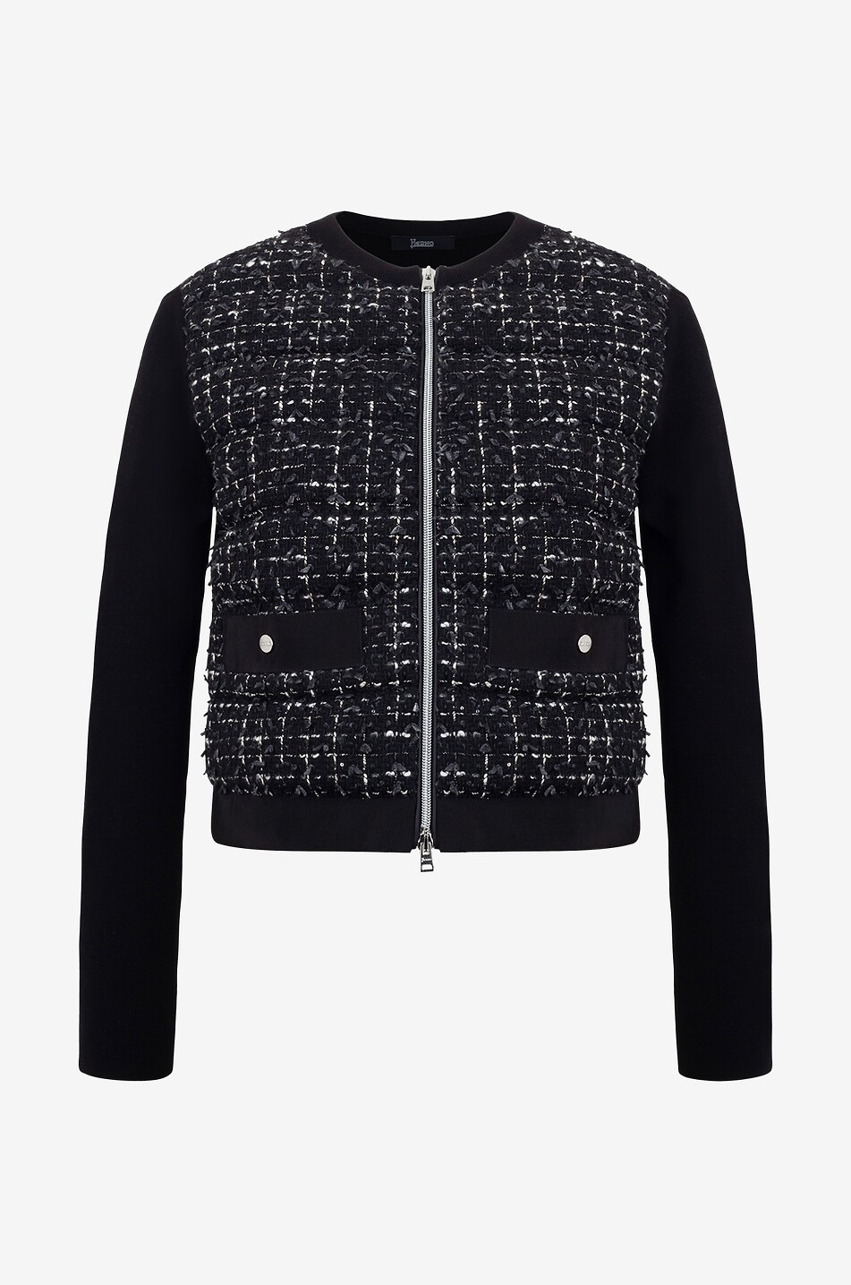 Materialmix-Jacke aus Nylon und Tweed