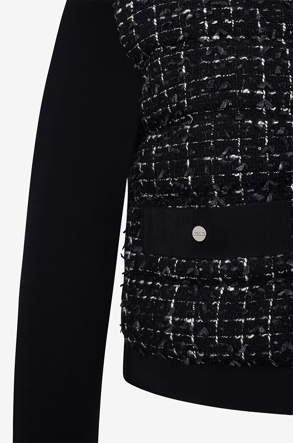 Veste bi-matière en nylon et tweed