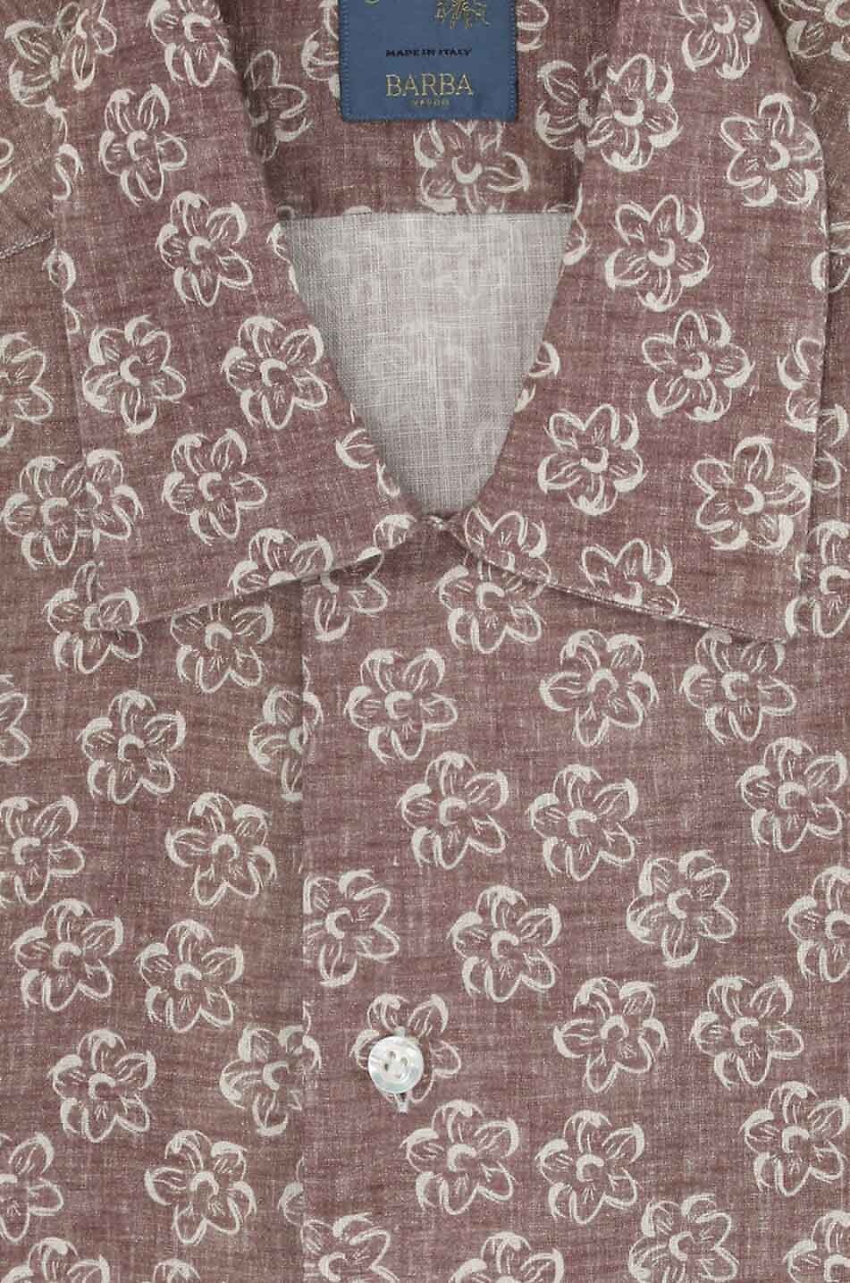 BARBA Geblümtes kurzärmeliges Hemd aus Leinen Dandylife Herren MITTELBRAUN 2