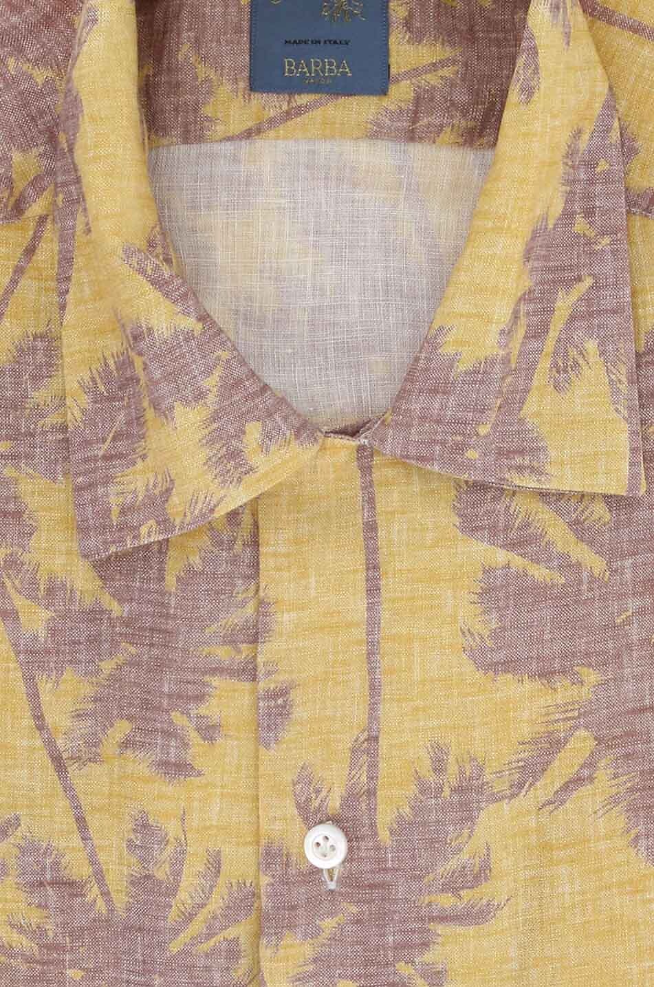 BARBA Kurzärmeliges Hemd aus Leinen mit Palmenprint Dandylife Herren MITTELGELB 2