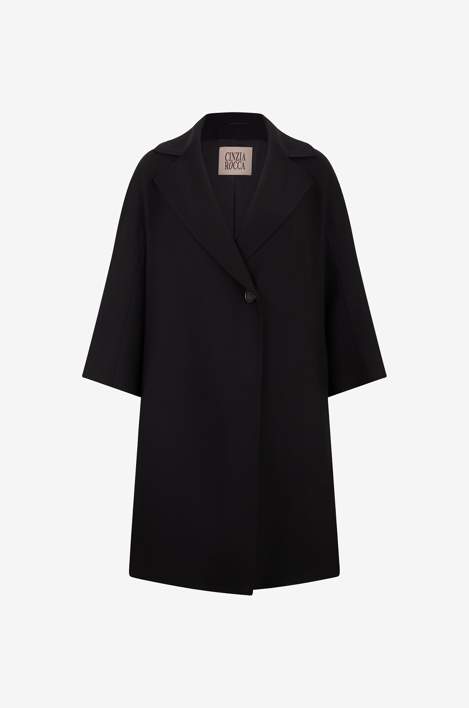 Virgin wool three quarter length coat