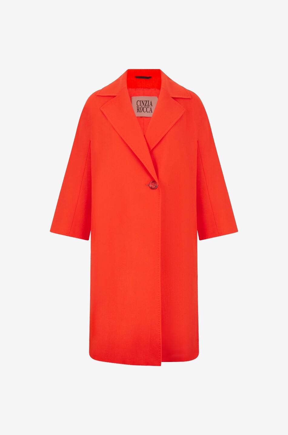Virgin wool three-quarter length coat
