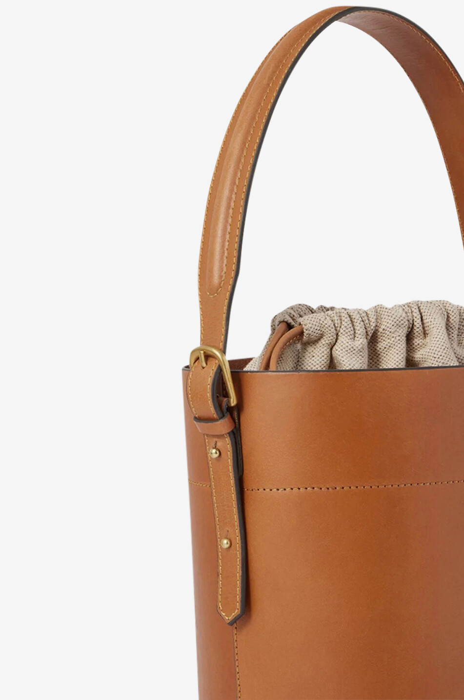 SOEUR Sac seau en cuir lisse et coton Nevada Femme MARRON 2