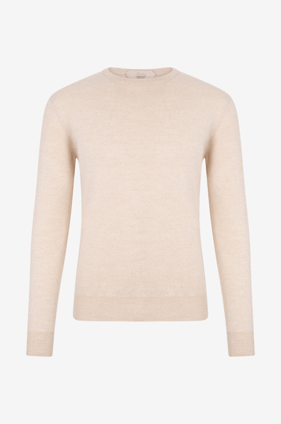 AURELIEN Pull fin à col rond en Cashwool Homme Beige clair 1