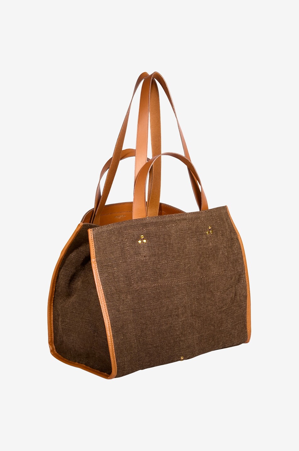 JEROME DREYFUSS Léon M Jungle linen and leather tote bag Women BROWN 2