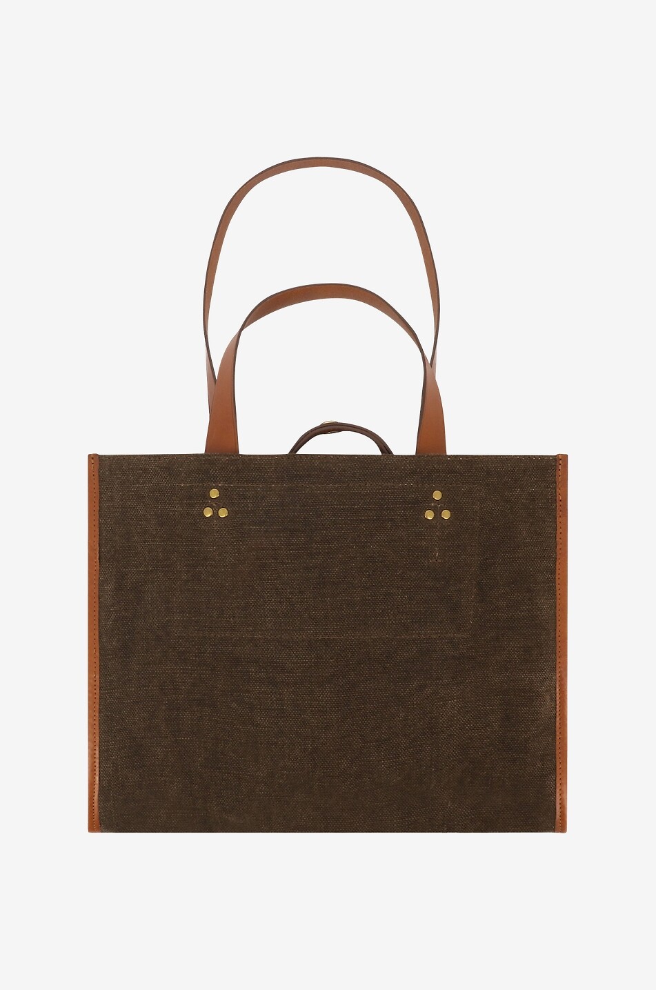 JEROME DREYFUSS Léon M Jungle linen and leather tote bag Women BROWN 3