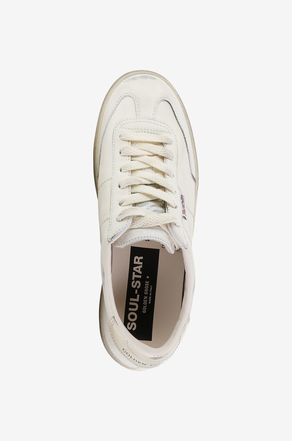 GOLDEN GOOSE Soul Star low-top distressed nappa leather sneakers with platinum detail Women WHITE 5