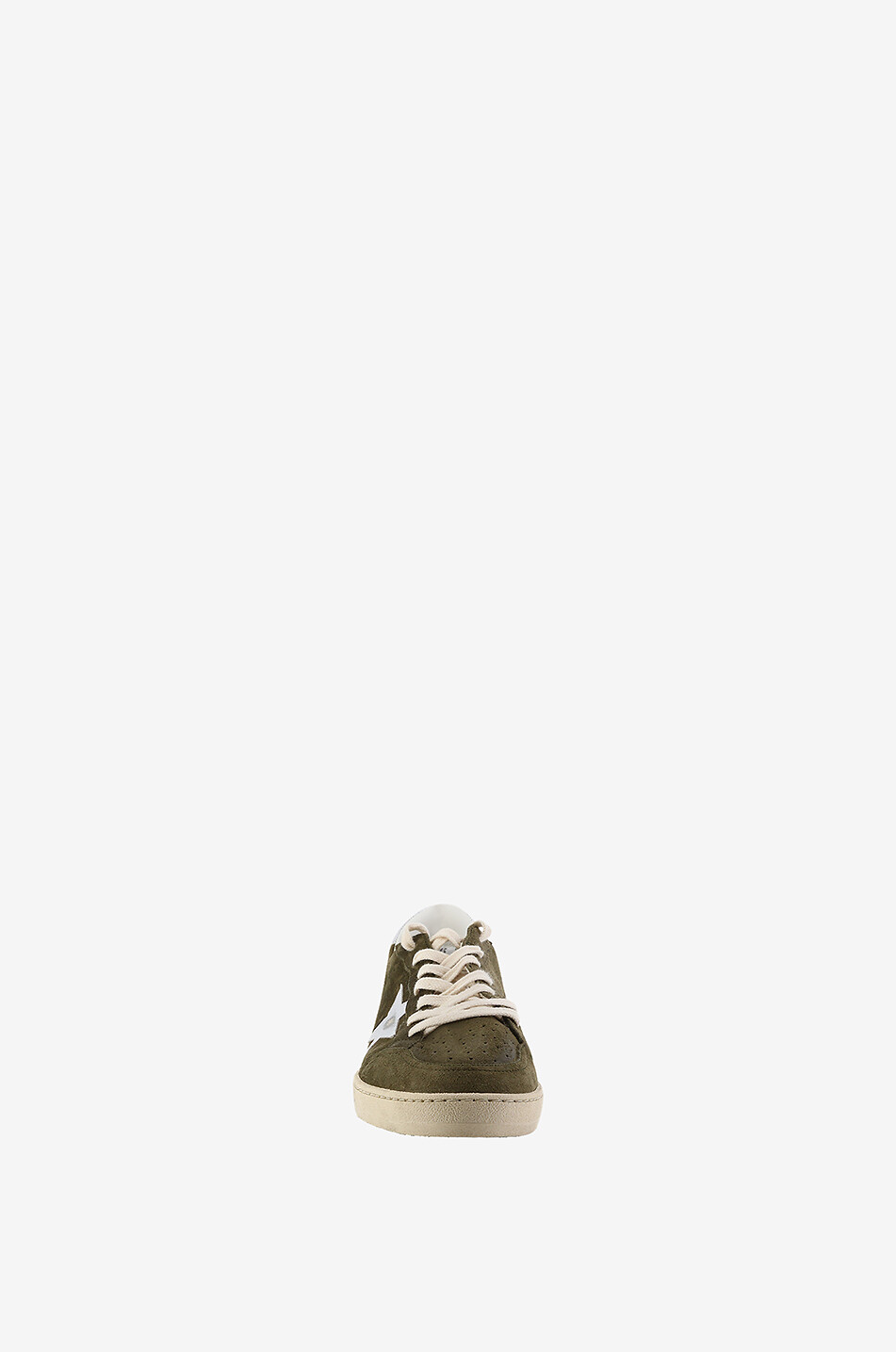 GOLDEN GOOSE Baskets basses en daim étoile argentée Ball Star Homme KAKI 2