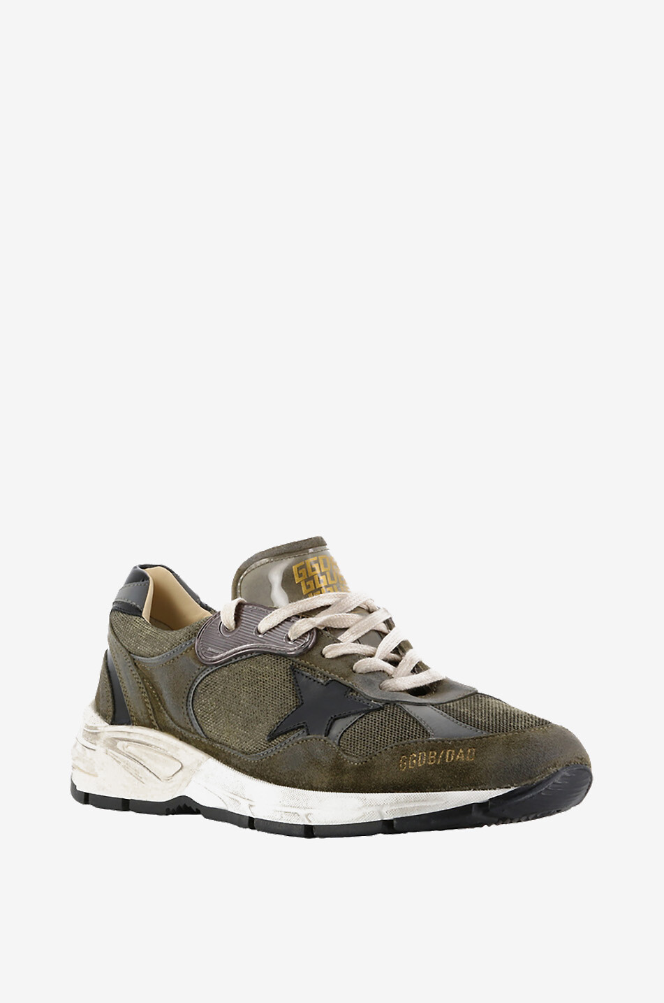 GOLDEN GOOSE Baskets basses multi-matières Running Dat Homme KAKI 1