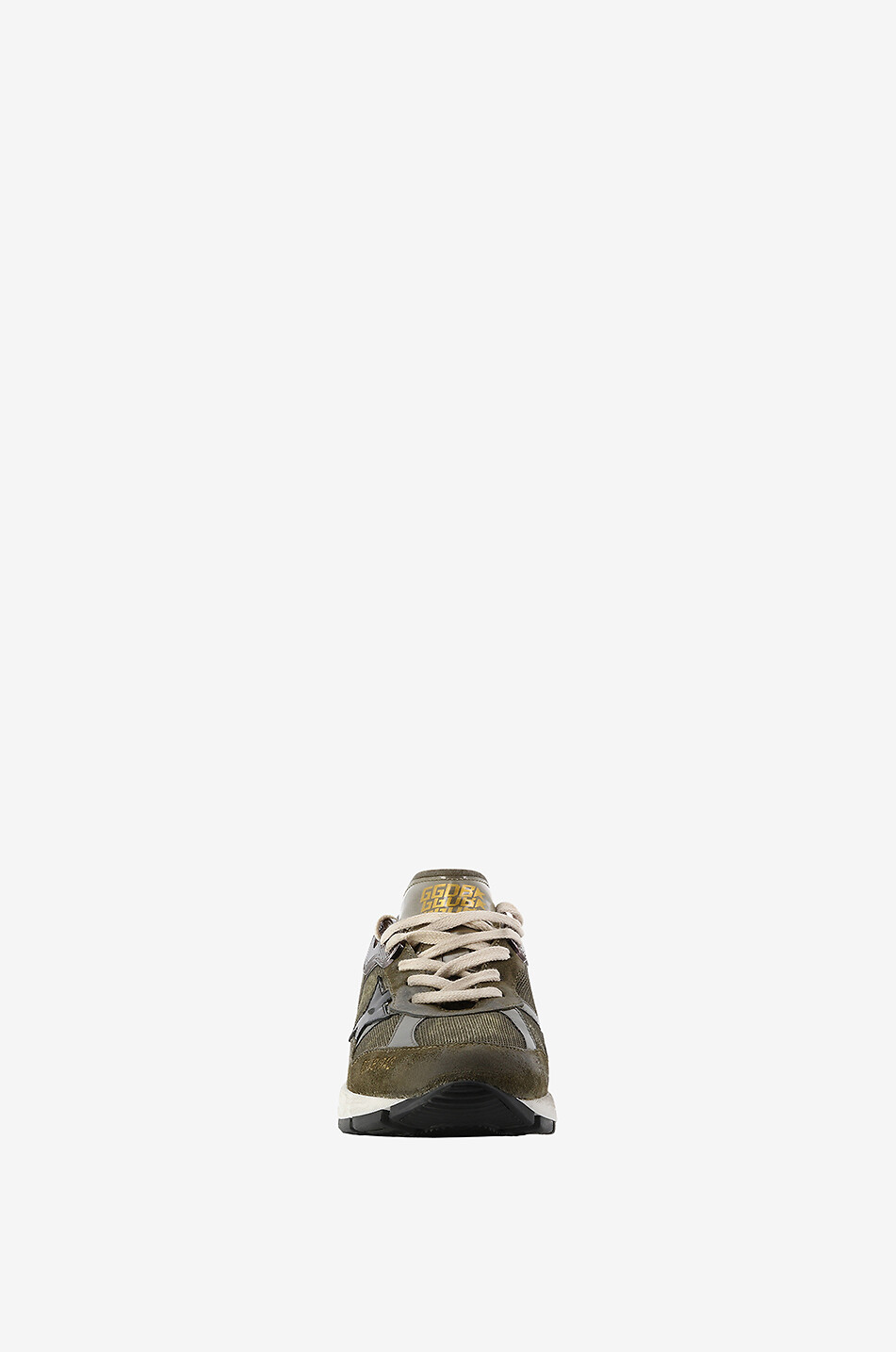 GOLDEN GOOSE Baskets basses multi-matières Running Dat Homme KAKI 2