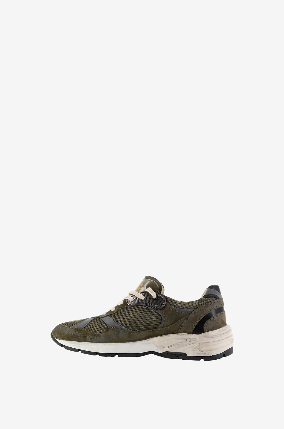 GOLDEN GOOSE Baskets basses multi-matières Running Dat Homme KAKI 3