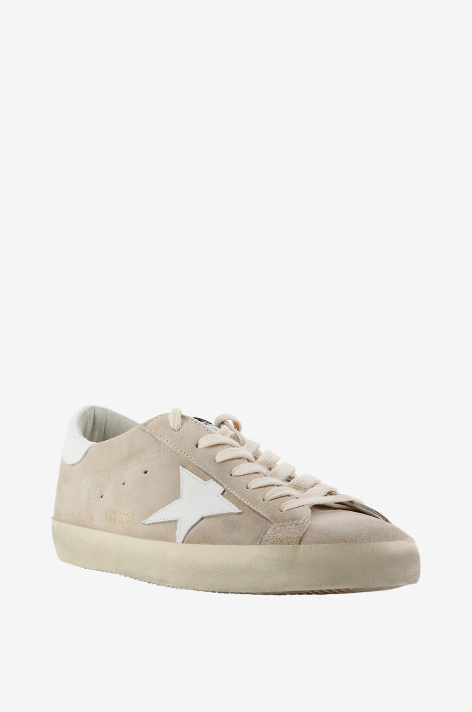 GOLDEN GOOSE Baskets en daim et cuir lisse éraflé Super-Star Classic Homme BLANC 1