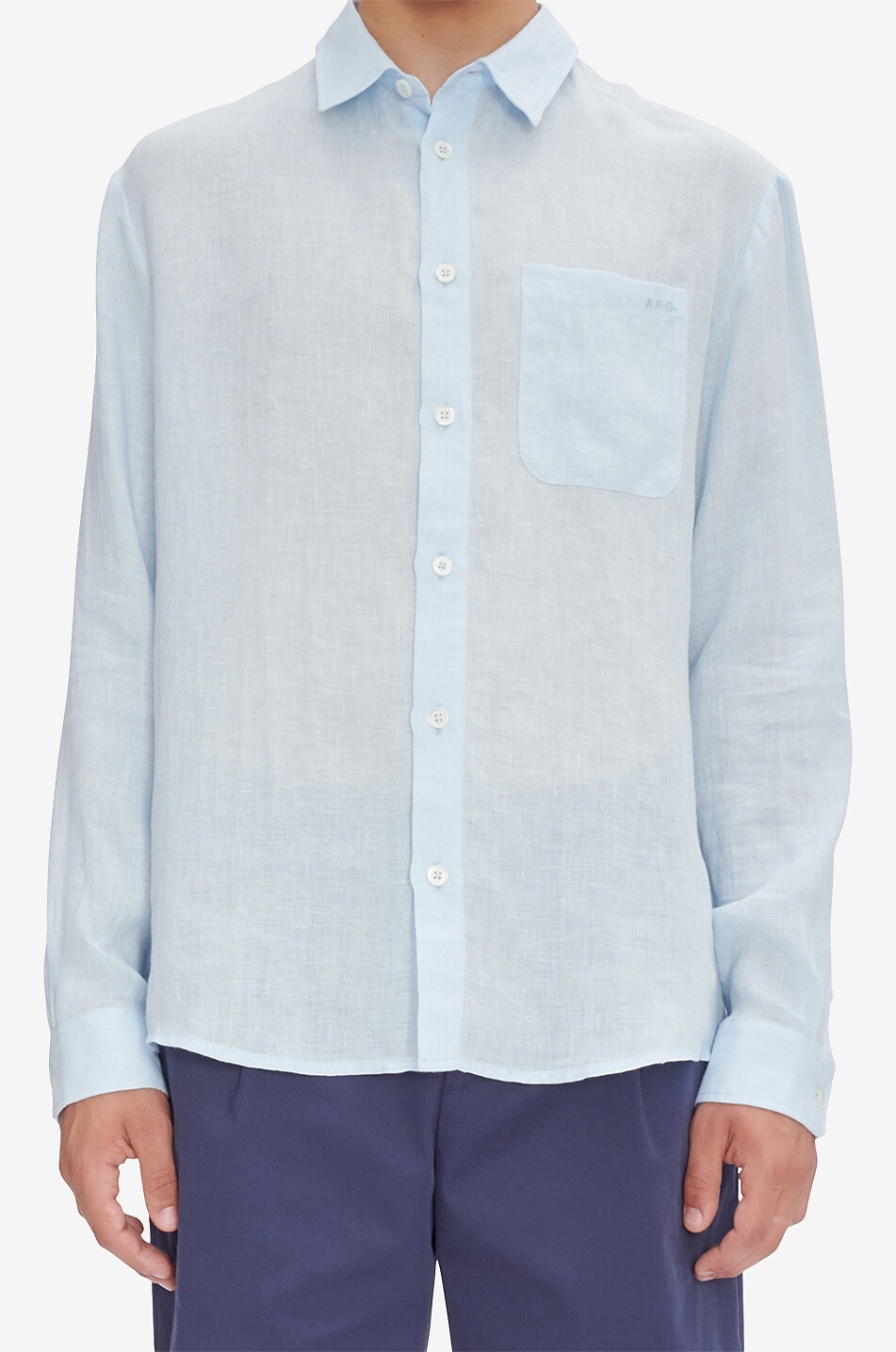 A.P.C. Chemise à manches longues en lin Cassel Homme BLEU CLAIR 2