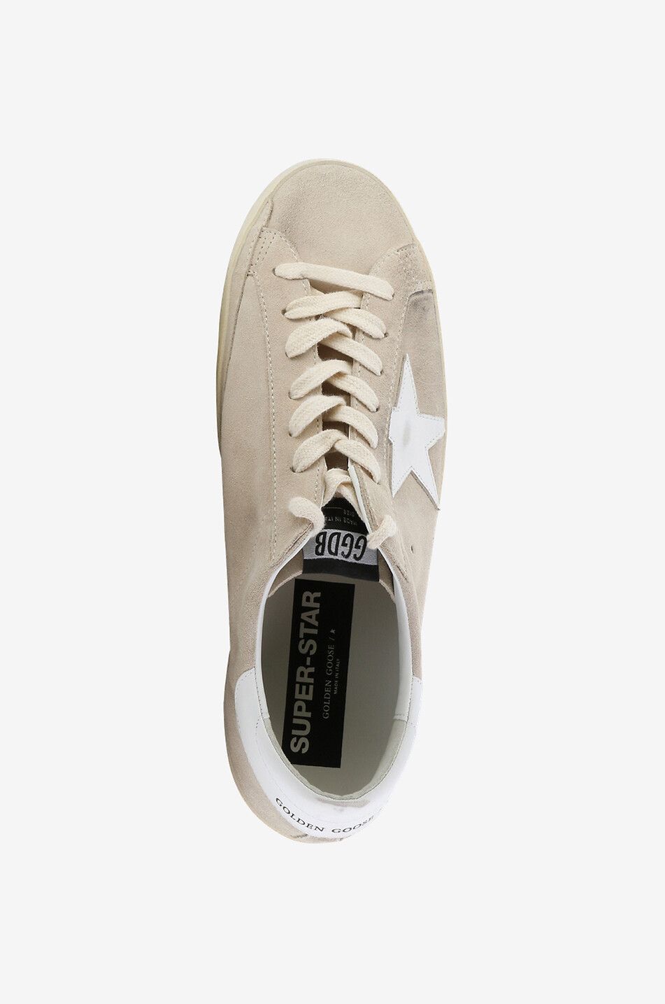 GOLDEN GOOSE Baskets en daim et cuir lisse éraflé Super-Star Classic Homme BLANC 5