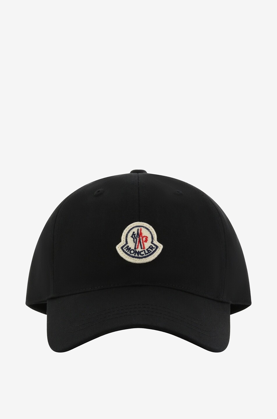 MONCLER Tricolour ribbon and logo patch adorned baseball cap Men BLACK 1