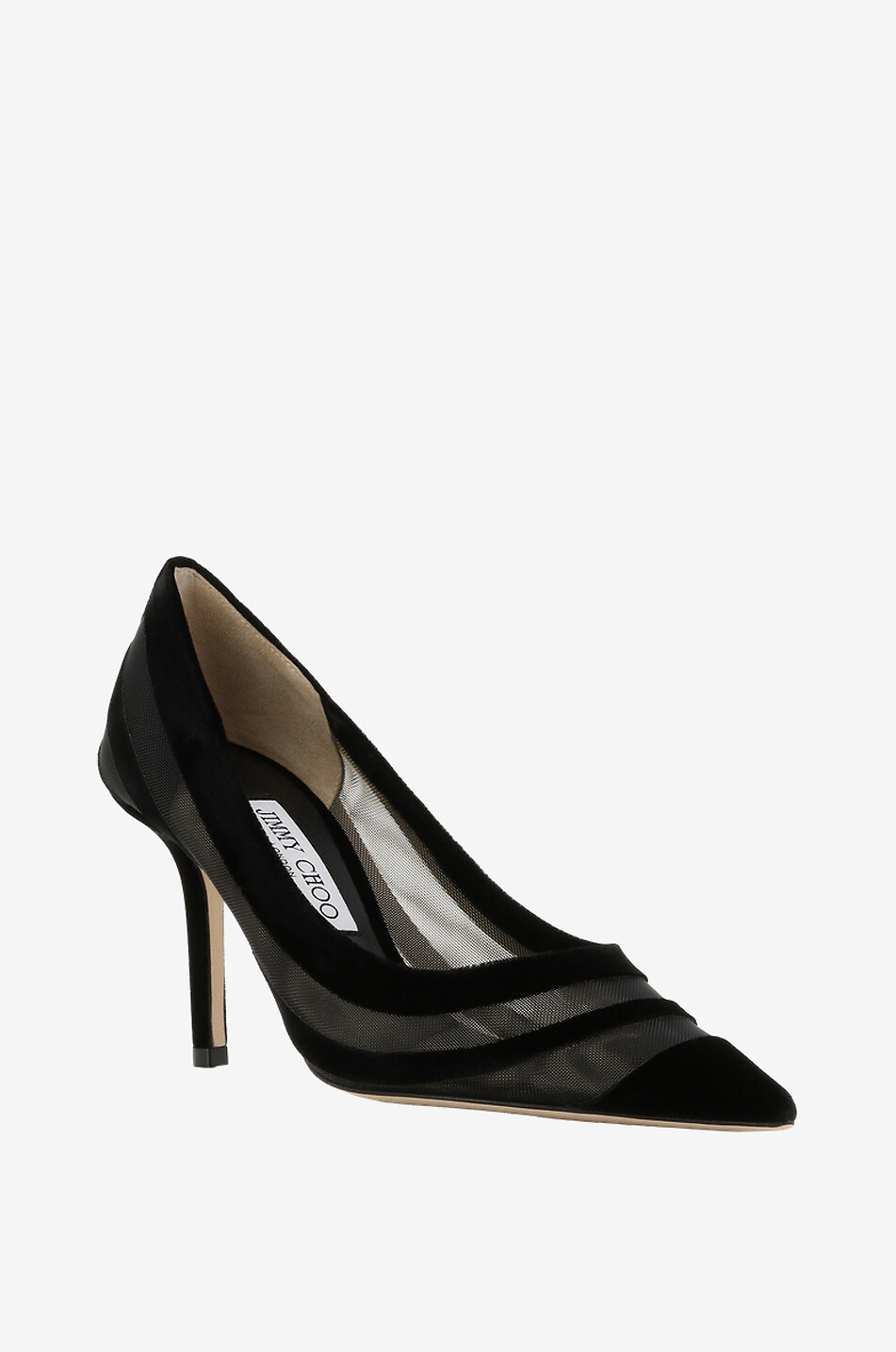 JIMMY CHOO Escarpins en mesh à rayures floquées Love 85 Femme NOIR 1