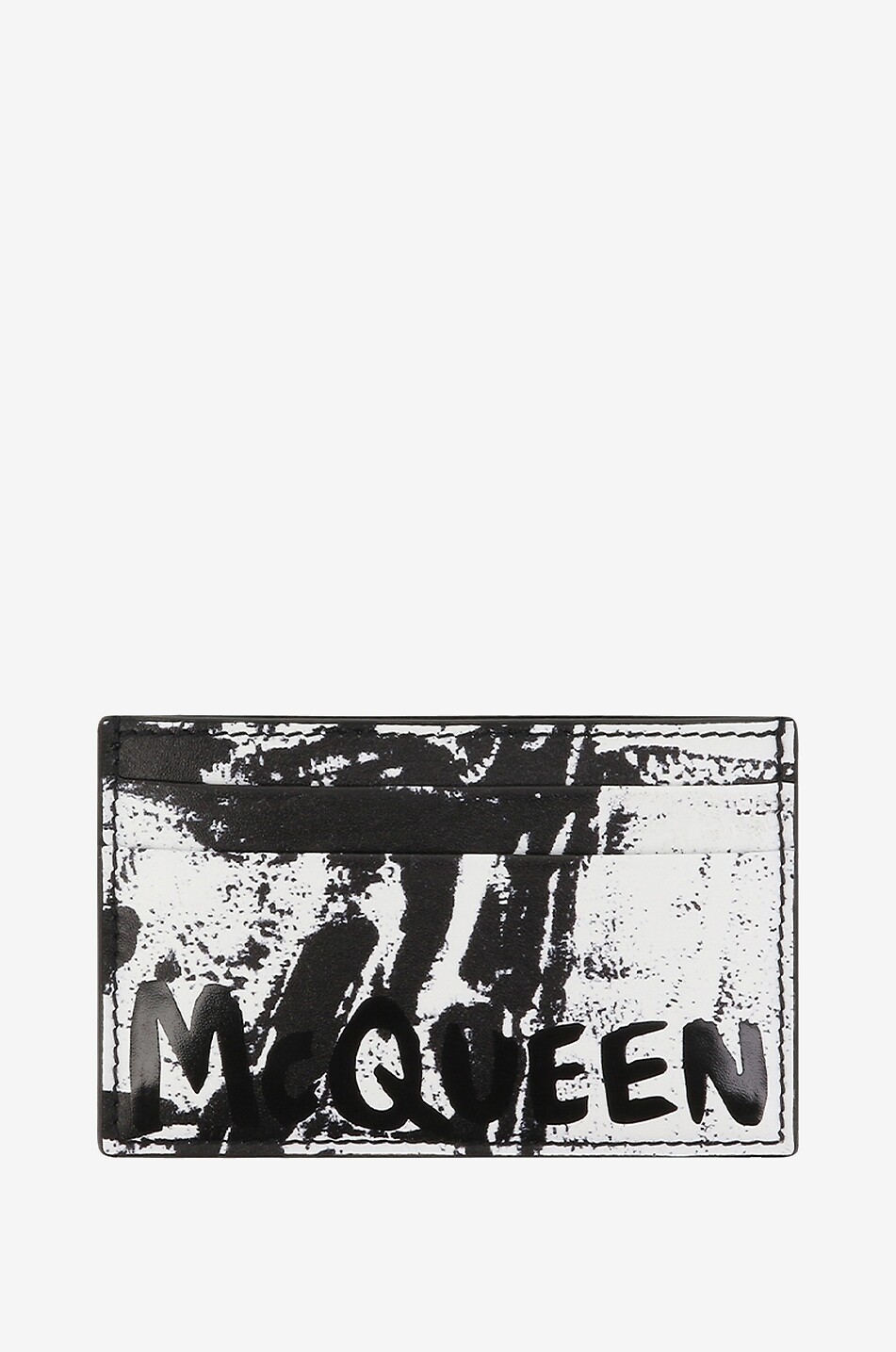 ALEXANDER McQUEEN Porte-cartes en cuir imprimé Fold Homme NOIR 1