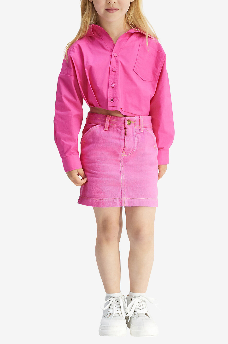 JACQUEMUS La chemise Mejean girl's cropped asymmetric shirt Girl PINK 2