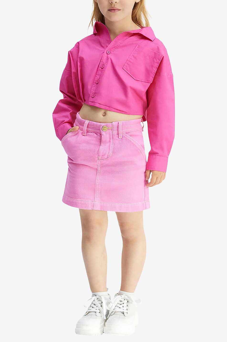JACQUEMUS La chemise Mejean girl's cropped asymmetric shirt Girl PINK 4